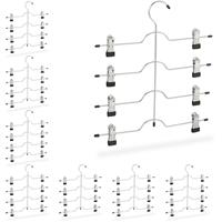 RELAXDAYS 8 x Mehrfachbügel im Set, Kleiderbügel für Röcke oder Hosen, Bügel mit Klammern, platzsparend, rutschfest, silber