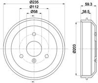 Hella Bremstrommel Hinterachse  8DT 355 301-581
