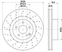 Hella Pagid Bremsscheibe Vorderachse  8DD 355 127-461