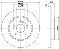 Hella Bremsscheibe Vorderachse  8DD 355 129-751