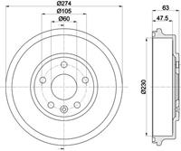 Hella Bremstrommel Hinterachse  8DT 355 302-601