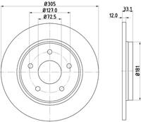 Hella Pagid Bremsscheibe Hinterachse  8DD 355 115-801