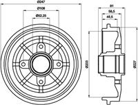 Hella Bremstrommel Hinterachse  8DT 355 300-481