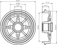 Hella Bremstrommel Hinterachse  8DT 355 300-731