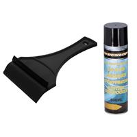 Prosperplast Functionele ijskrabber met rubberen trekker van 18 cm met ruiten ontdooier spray set -