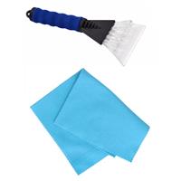 Autoramen IJskrabber soft grip blauw 25 cm met anti-condens doek -