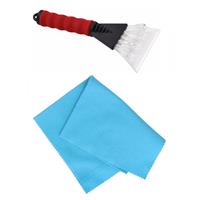 Autoramen IJskrabber soft grip rood 25 cm met anti-condens doek -