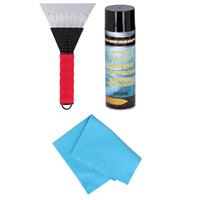 Autoramen IJskrabber soft grip 25 cm met ruitenontdooi spray en anti-condens doek -