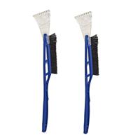 2x stuks kunststof ijskrabber/raamkrabber blauw met borstel 52 cm -