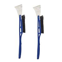 2x stuks kunststof ijskrabber/raamkrabber blauw met borstel 52 cm -