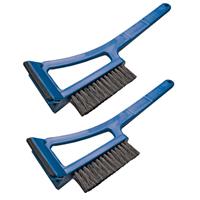 Pro Plus 2x stuks ijskrabber/raamkrabber blauw kunststof met borstel en trekker 36 x 12 cm -