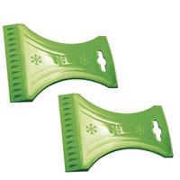 Prosperplast 2x stuks ijskrabber/raamkrabber groen kunststof 10 x 13 cm -