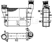 Intercooler, inlaatluchtkoeler MAHLE, Inbouwplaats: Links, u.a. für Audi, Seat