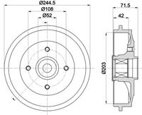 Hella Bremstrommel Hinterachse  8DT 355 302-741