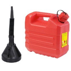 Eda Jerrycan rood voor olie en brandstof van 10 liter met een handige grote trechter van 39 cm