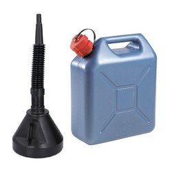 Eda Jerrycan blauw voor olie en brandstof van 10 liter met een handige grote trechter van 39 cm