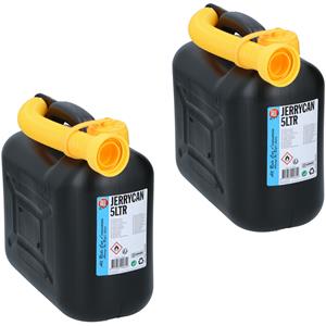 Dunlop 2x Jerrycans/benzinetanks 5 liter zwart - Voor diesel en benzine - Brandstof jerrycan/benzinetank