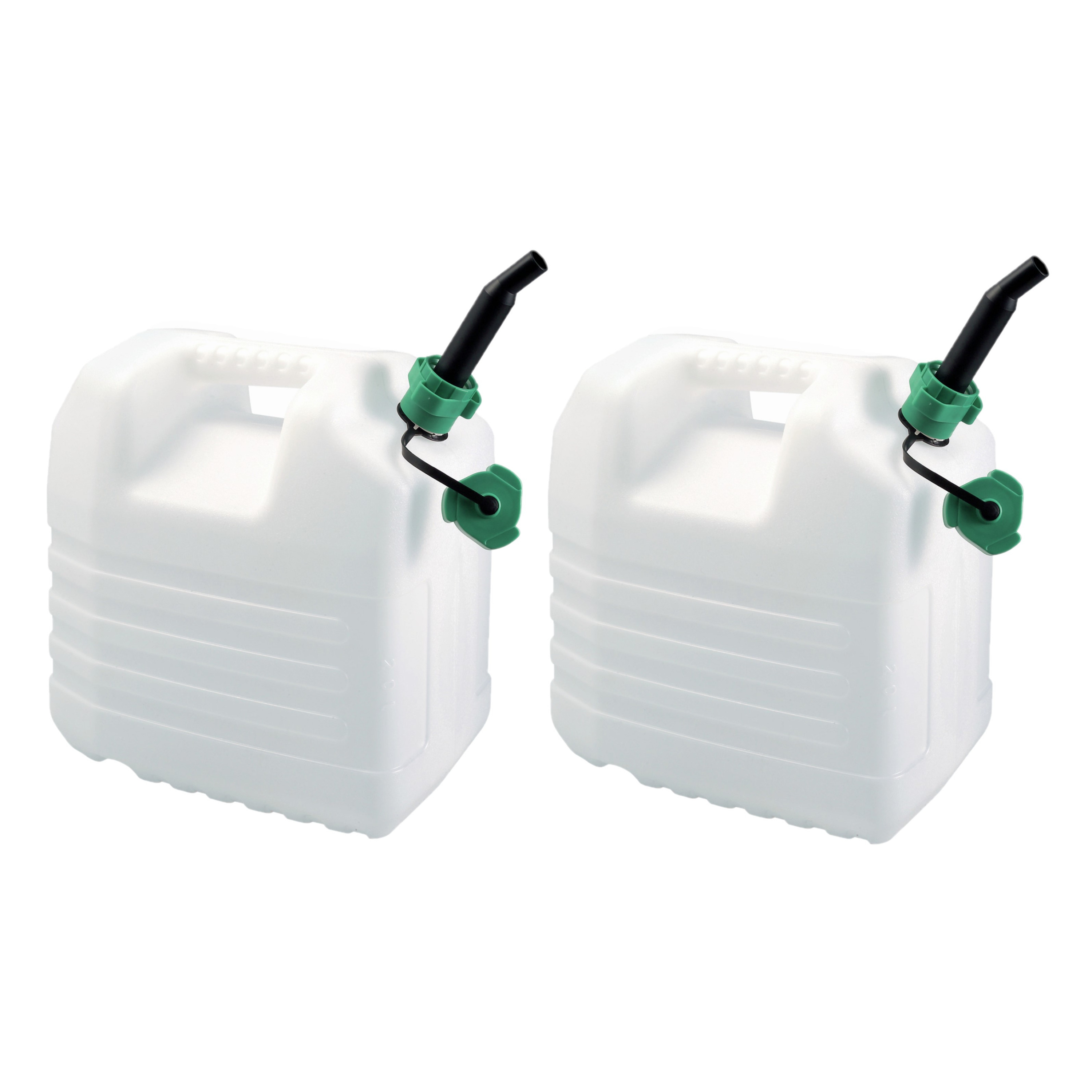 EDA 2x stuks kunststof jerrycans voor brandstof met schenktuit 20 liter L35 x B23 x H37 cm -