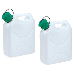 EDA 2x stuks kunststof jerrycans voor brandstof 5 liter L24 x B11 x H30 cm -