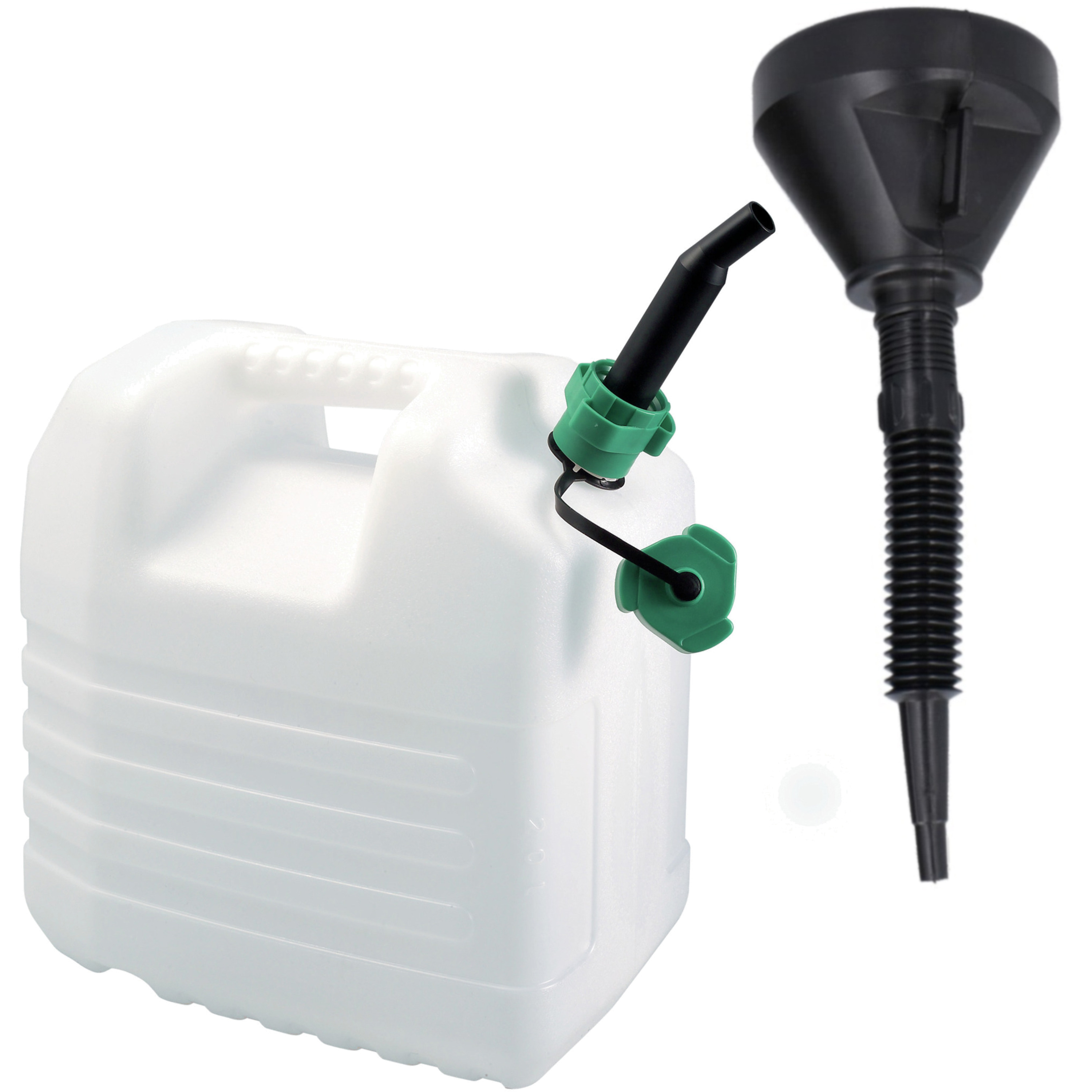 EDA Jerrycan wit voor brandstof van 20 liter met een handige grote trechter -