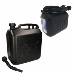 2x stuks jerrycans zwart voor brandstof - 5 en 20 liter - inclusief schenktuit - benzine / diesel