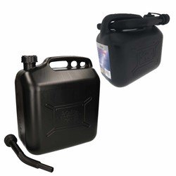 Benson 2x stuks jerrycans zwart voor brandstof - 5 en 20 liter - inclusief schenktuit - benzine / diesel