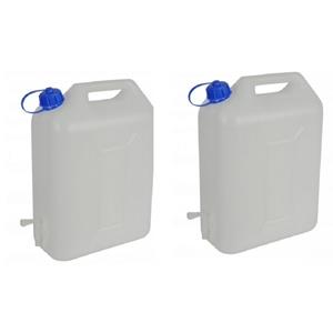 2x Jerrycan voor water met kraantje 10 liter - waterjerrycans / watertank