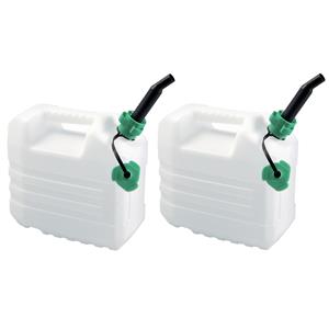 Eda 2x stuks kunststof jerrycans voor brandstof met schenktuit L32 x B18 x H30 cm - 10 liter - benzine / diesel