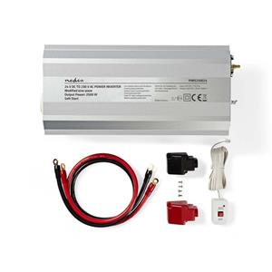 Nedis 24V naar 230V Gemodificeerde Sinus Spanningsomvormer - 2500W - Zilver