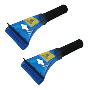 2x stuks kunststof ijskrabber/raamkrabber blauw met wisser 21 cm -