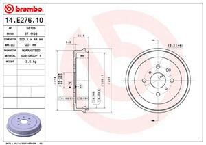 Brembo Bremstrommel Hinterachse  14.E276.10