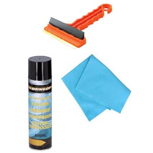 Prosperplast Autoramen IJskrabber/trekker rood 16 cm met anti-condens doek en ruitenontdooier spray -