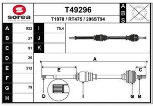 EAI Antriebswelle Vorderachse rechts  T49296