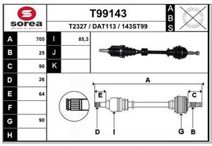 EAI Antriebswelle Vorderachse links  T99143