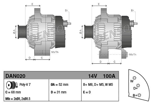 Dynamo / Alternator DENSO DAN020