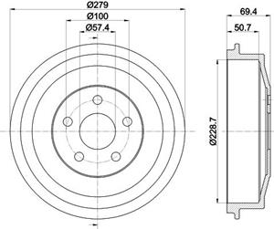 Hella Bremstrommel Hinterachse  8DT 355 303-101