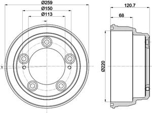 Bremstrommel Hinterachse Hella 8DT 355 303-221
