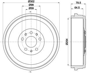 Hella Bremstrommel Hinterachse  8DT 355 303-341