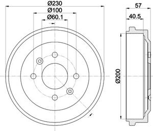 Hella Bremstrommel Hinterachse  8DT 355 303-371