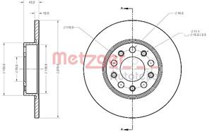 Metzger Bremsscheibe Hinterachse  6110367