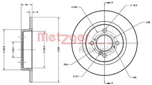 Metzger Bremsscheibe Hinterachse  6110646