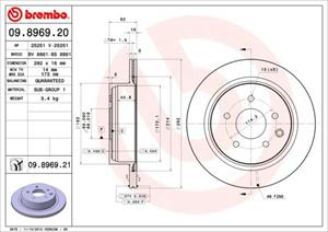 Brembo Bremsscheibe Hinterachse  09.8969.20