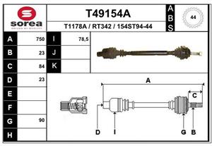 Antriebswelle Vorderachse rechts EAI T49154A