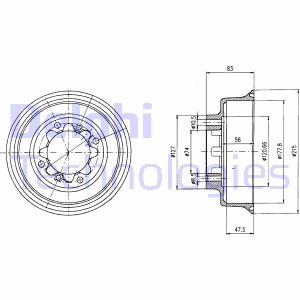 Delphi Bremstrommel Hinterachse  BF43