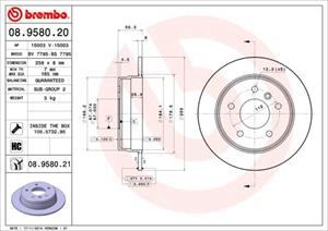 Brembo Bremsscheibe Hinterachse  08.9580.20