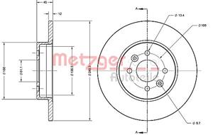 Metzger Bremsscheibe Hinterachse  6110321