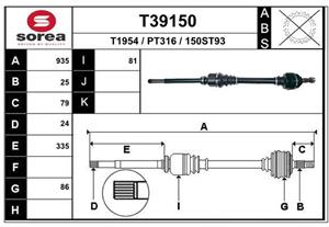 EAI Antriebswelle Vorderachse rechts  T39150