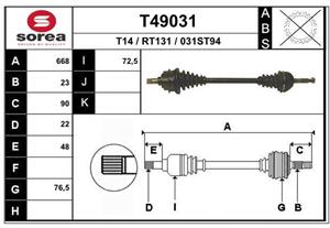EAI Antriebswelle Vorderachse  T49031