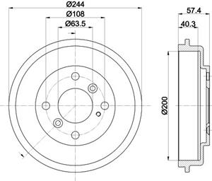 Hella Bremstrommel Hinterachse  8DT 355 302-631