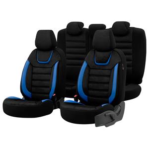OtoM Universele Suede/Leder/Stoffen Stoelhoezenset 'Iconic' Zwart/Blauw - 11-delig